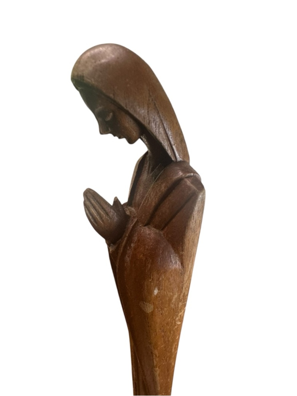 Vintage Signed Hand Carved Wood Madonna Virgin Mary Folk Art Sculpture - Picture 6 of 11